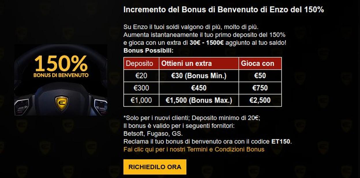 Enzo Casino bonus